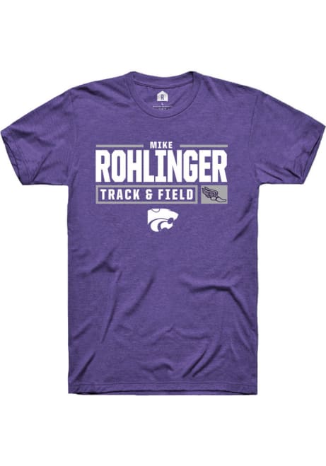 Mike Rohlinger Purple K-State Wildcats NIL Stacked Box Short Sleeve T Shirt