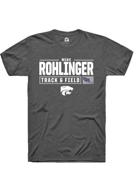 Mike Rohlinger Dark Grey K-State Wildcats NIL Stacked Box Short Sleeve T Shirt