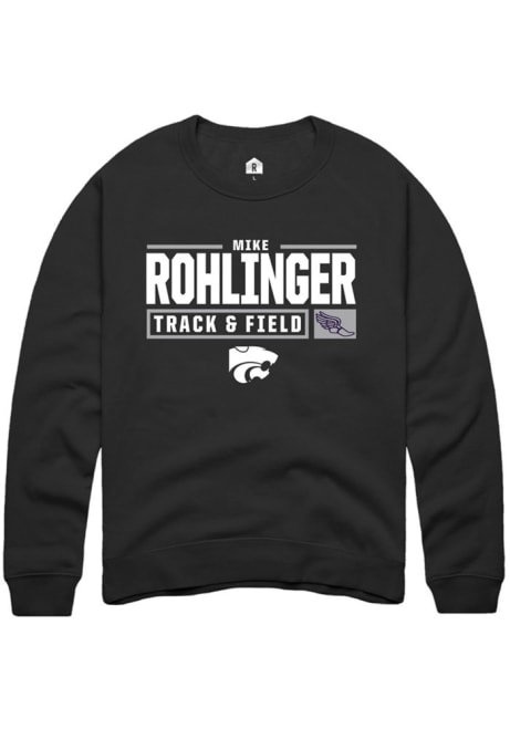 Mike Rohlinger Rally Mens Black K-State Wildcats NIL Stacked Box Crew Sweatshirt
