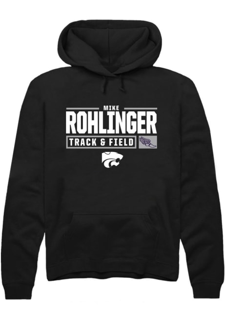 Mike Rohlinger Rally Mens Black K-State Wildcats NIL Stacked Box Hooded Sweatshirt