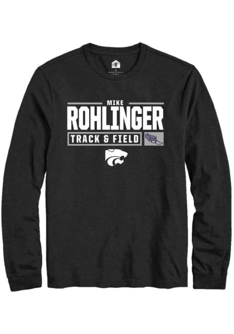 Mike Rohlinger Rally Mens Black K-State Wildcats NIL Stacked Box Tee