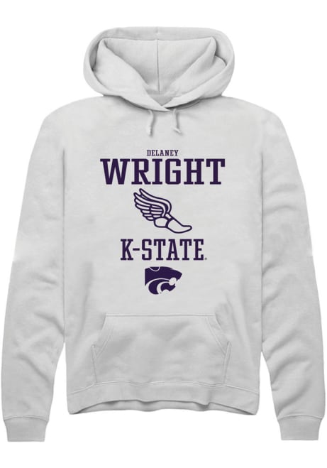Delaney Wright Rally Mens White K-State Wildcats NIL Sport Icon Hooded Sweatshirt