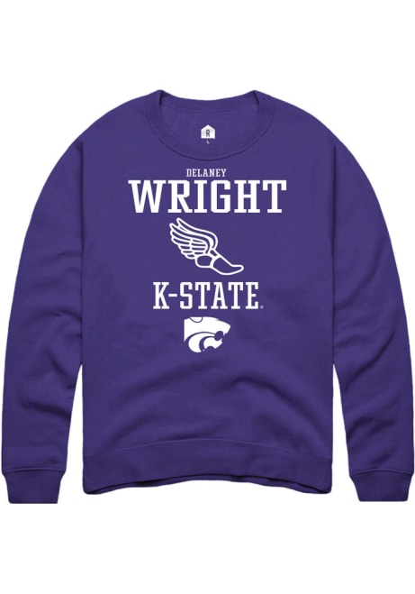 Delaney Wright Rally Mens Purple K-State Wildcats NIL Sport Icon Crew Sweatshirt