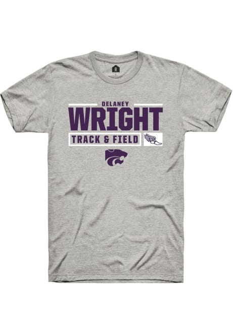 Delaney Wright Ash K-State Wildcats NIL Stacked Box Short Sleeve T Shirt
