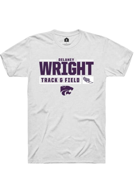Delaney Wright White K-State Wildcats NIL Stacked Box Short Sleeve T Shirt