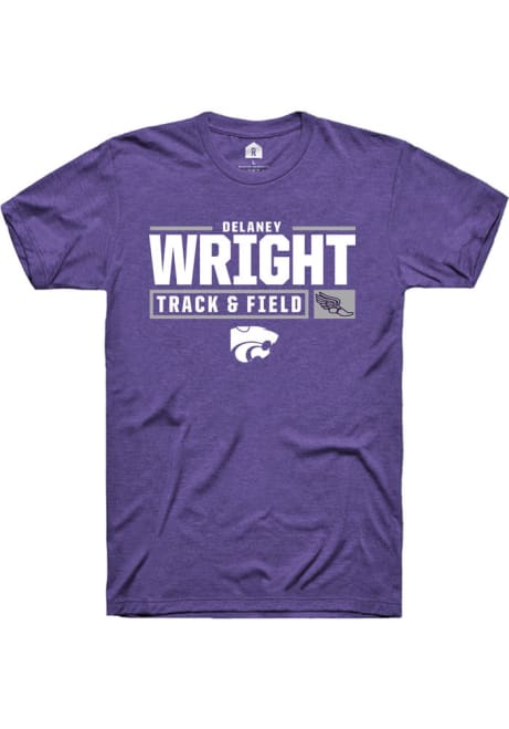 Delaney Wright Purple K-State Wildcats NIL Stacked Box Short Sleeve T Shirt