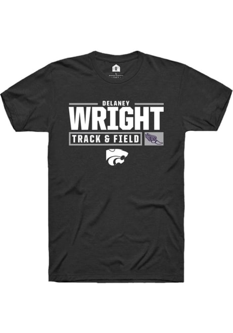 Delaney Wright Black K-State Wildcats NIL Stacked Box Short Sleeve T Shirt