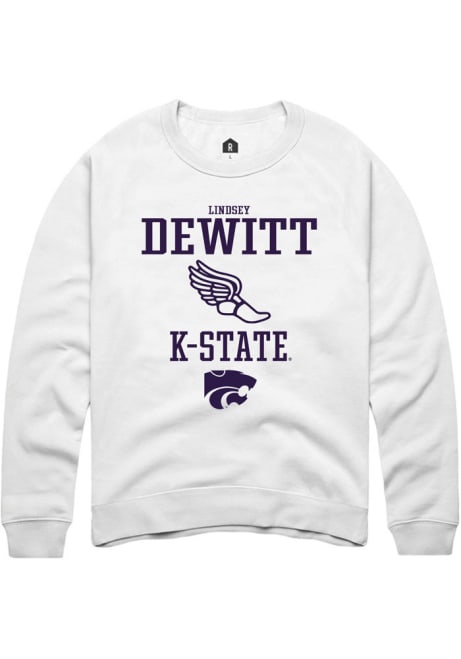 Lindsey DeWitt Rally Mens White K-State Wildcats NIL Sport Icon Crew Sweatshirt