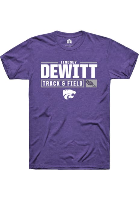 Lindsey DeWitt Purple K-State Wildcats NIL Stacked Box Short Sleeve T Shirt