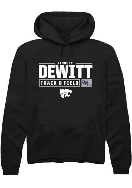 Lindsey DeWitt Rally Mens Black K-State Wildcats NIL Stacked Box Hooded Sweatshirt