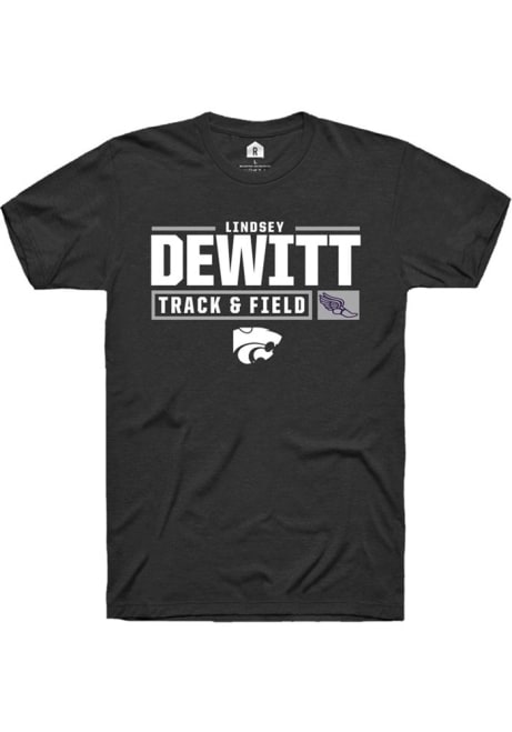 Lindsey DeWitt Black K-State Wildcats NIL Stacked Box Short Sleeve T Shirt