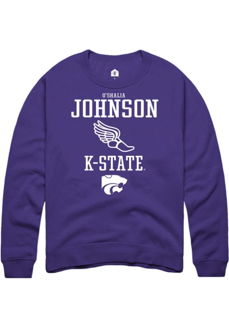 O'shalia Johnson Rally Mens Purple K-State Wildcats NIL Sport Icon Crew Sweatshirt