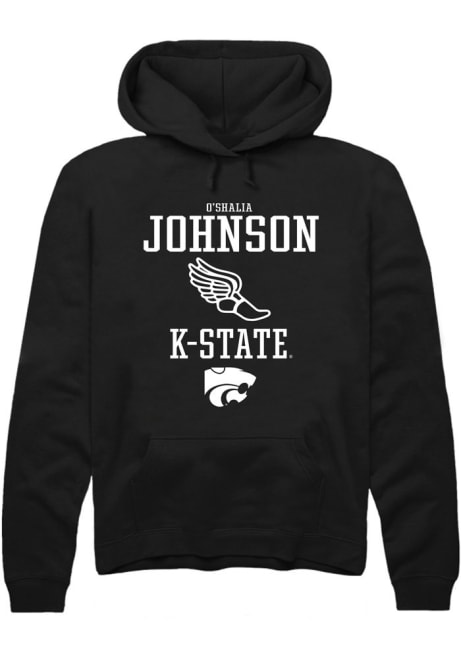 O'shalia Johnson Rally Mens Black K-State Wildcats NIL Sport Icon Hooded Sweatshirt