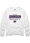 Main image for O'shalia Johnson Rally Mens White K-State Wildcats NIL Stacked Box Crew Sweatshirt