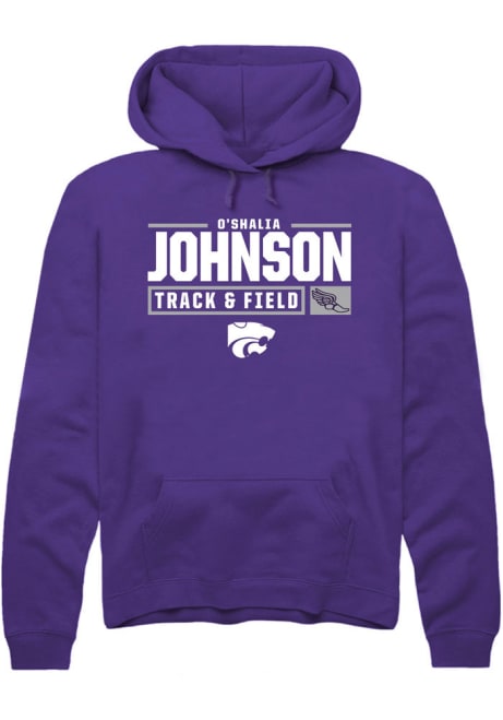 O'shalia Johnson Rally Mens Purple K-State Wildcats NIL Stacked Box Hooded Sweatshirt
