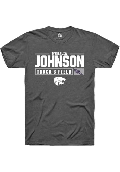 O'shalia Johnson Grey K-State Wildcats NIL Stacked Box Short Sleeve T Shirt