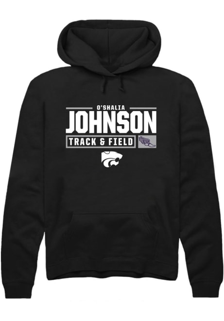 O'shalia Johnson Rally Mens Black K-State Wildcats NIL Stacked Box Hooded Sweatshirt