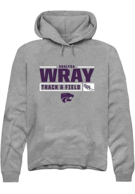 Shalysa Wray Rally Mens Graphite K-State Wildcats NIL Stacked Box Hooded Sweatshirt