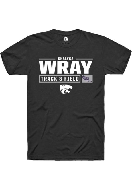 Shalysa Wray Black K-State Wildcats NIL Stacked Box Short Sleeve T Shirt