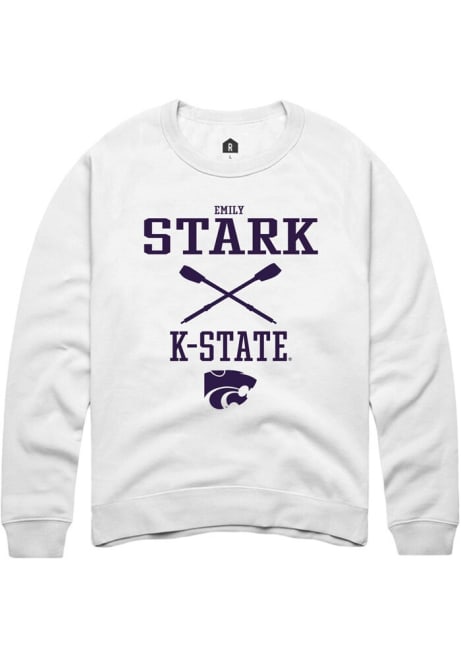 Emily Stark Rally Mens White K-State Wildcats NIL Sport Icon Crew Sweatshirt