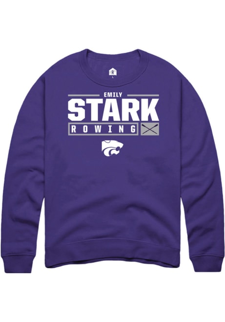 Emily Stark Rally Mens Purple K-State Wildcats NIL Stacked Box Crew Sweatshirt