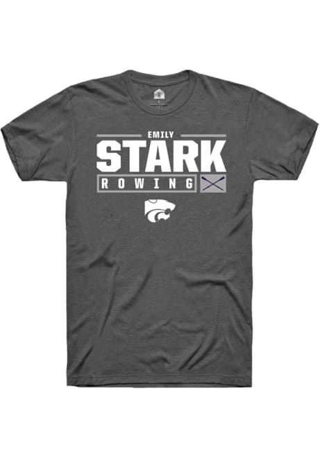 Emily Stark Dark Grey K-State Wildcats NIL Stacked Box Short Sleeve T Shirt