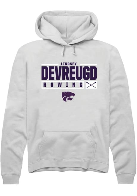 Lindsey DeVreugd Rally Mens White K-State Wildcats NIL Stacked Box Hooded Sweatshirt