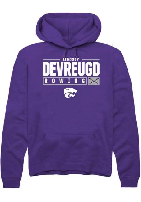 Lindsey DeVreugd Rally Mens Purple K-State Wildcats NIL Stacked Box Hooded Sweatshirt
