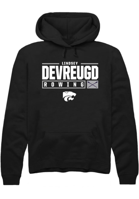 Lindsey DeVreugd Rally Mens Black K-State Wildcats NIL Stacked Box Hooded Sweatshirt