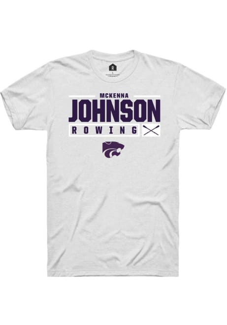 McKenna Johnson White K-State Wildcats NIL Stacked Box Short Sleeve T Shirt