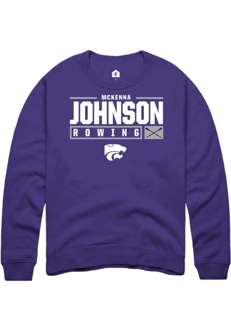 McKenna Johnson Rally Mens Purple K-State Wildcats NIL Stacked Box Crew Sweatshirt