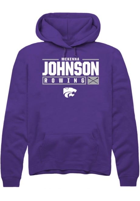 McKenna Johnson Rally Mens Purple K-State Wildcats NIL Stacked Box Hooded Sweatshirt