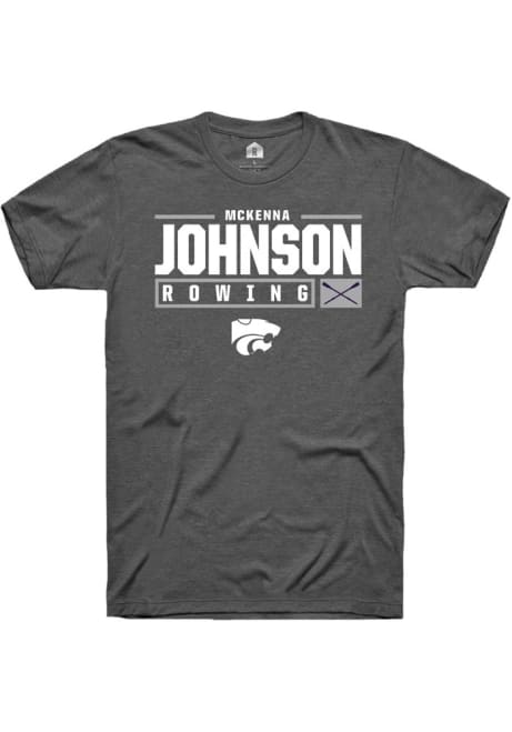 McKenna Johnson Dark Grey K-State Wildcats NIL Stacked Box Short Sleeve T Shirt