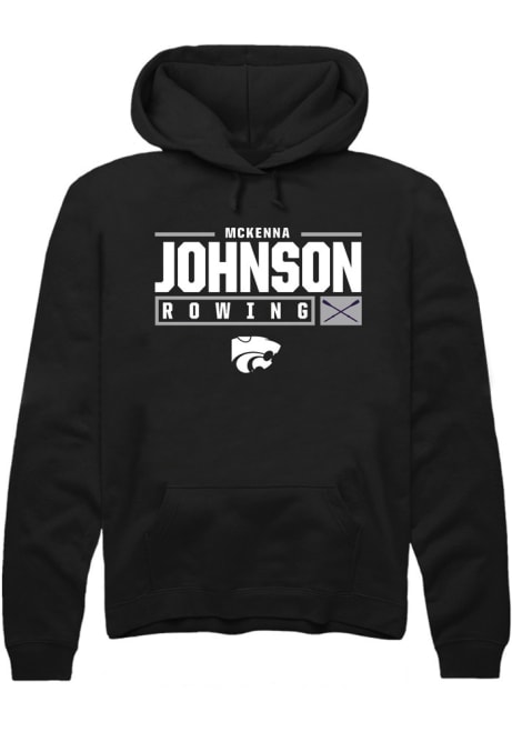 McKenna Johnson Rally Mens Black K-State Wildcats NIL Stacked Box Hooded Sweatshirt