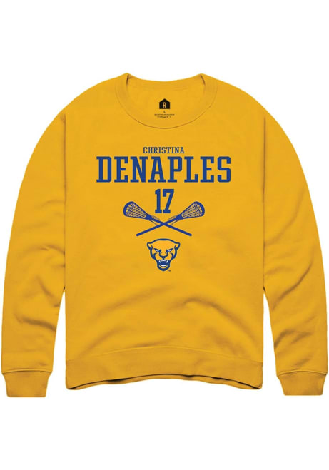 Christina DeNaples Rally Mens Gold Pitt Panthers NIL Sport Icon Crew Sweatshirt