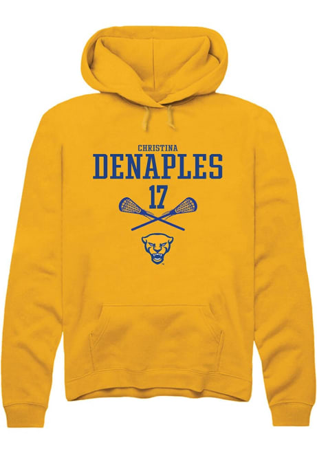 Christina DeNaples Rally Mens Gold Pitt Panthers NIL Sport Icon Hooded Sweatshirt