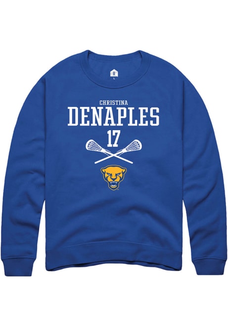 Christina DeNaples Rally Mens Blue Pitt Panthers NIL Sport Icon Crew Sweatshirt