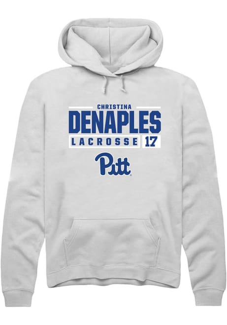 Christina DeNaples Rally Mens White Pitt Panthers NIL Stacked Box Hooded Sweatshirt