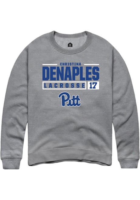 Christina DeNaples Rally Mens Graphite Pitt Panthers NIL Stacked Box Crew Sweatshirt