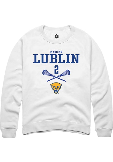 Madigan Lublin Rally Mens White Pitt Panthers NIL Sport Icon Crew Sweatshirt