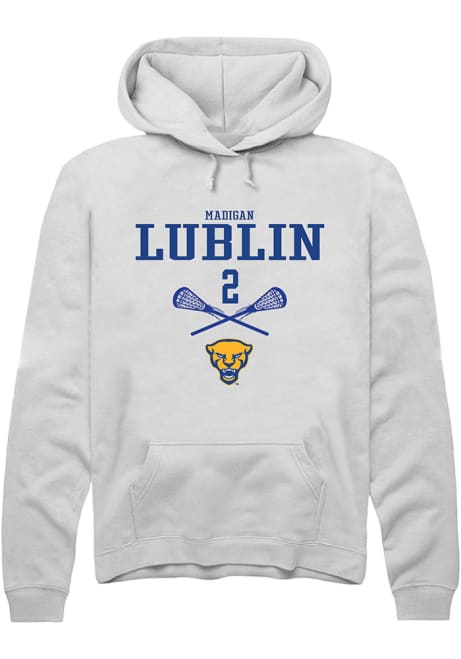 Madigan Lublin Rally Mens White Pitt Panthers NIL Sport Icon Hooded Sweatshirt