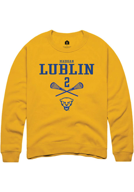 Madigan Lublin Rally Mens Gold Pitt Panthers NIL Sport Icon Crew Sweatshirt