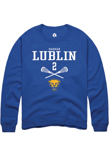 Madigan Lublin Rally Mens Blue Pitt Panthers NIL Sport Icon Crew Sweatshirt