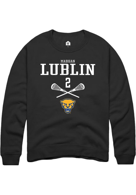 Madigan Lublin Rally Mens Black Pitt Panthers NIL Sport Icon Crew Sweatshirt