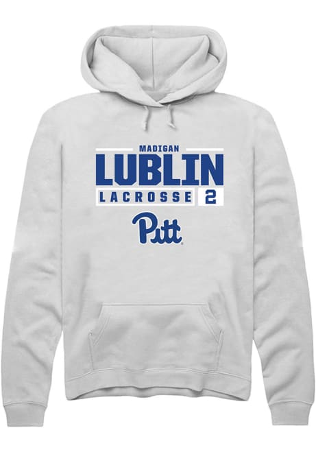 Madigan Lublin Rally Mens White Pitt Panthers NIL Stacked Box Hooded Sweatshirt