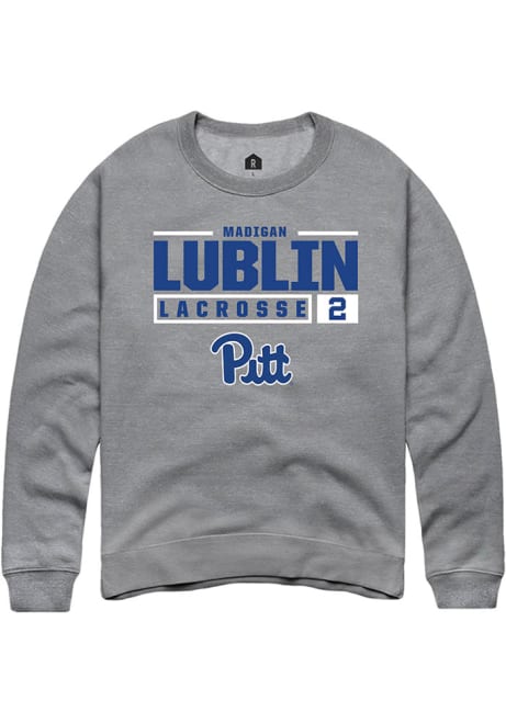 Madigan Lublin Rally Mens Graphite Pitt Panthers NIL Stacked Box Crew Sweatshirt