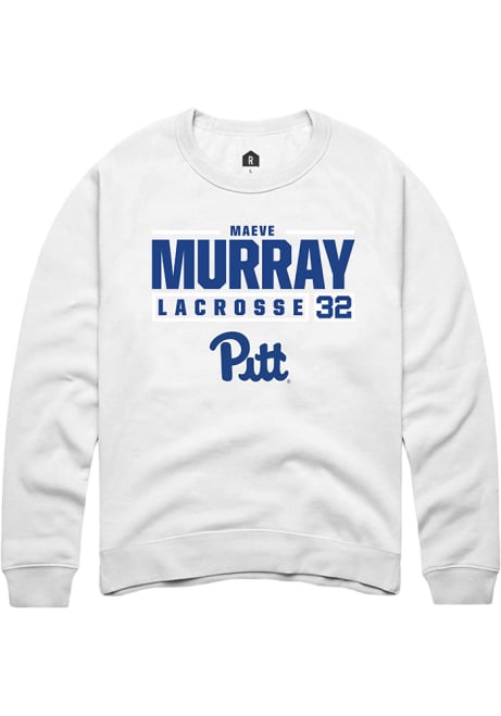 Maeve Murray Rally Mens White Pitt Panthers NIL Stacked Box Crew Sweatshirt