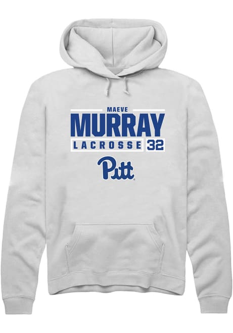 Maeve Murray Rally Mens White Pitt Panthers NIL Stacked Box Hooded Sweatshirt