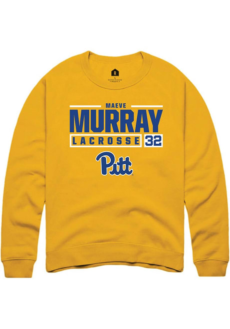 Maeve Murray Rally Mens Gold Pitt Panthers NIL Stacked Box Crew Sweatshirt