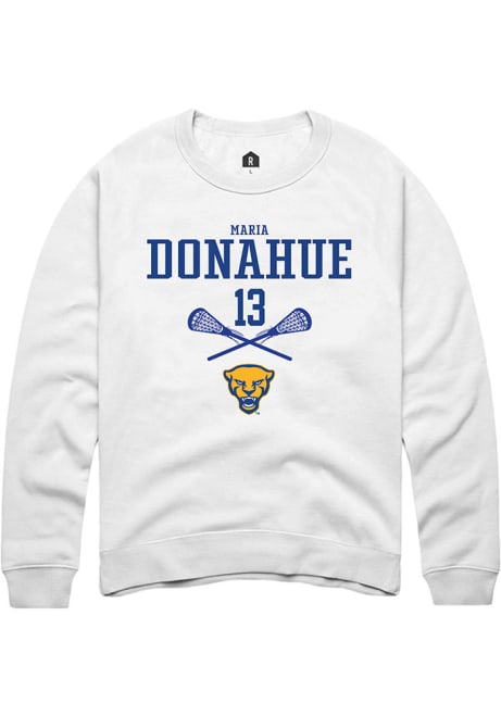 Maria Donahue Rally Mens White Pitt Panthers NIL Sport Icon Crew Sweatshirt